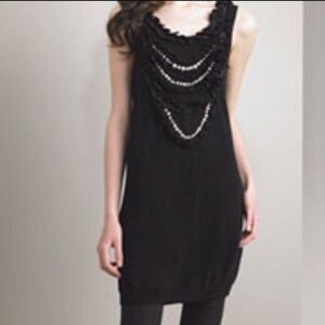 NANETTE LEPORE 100% Merino Wool Burgundy Sleeveless Knit Sweater Dress Small